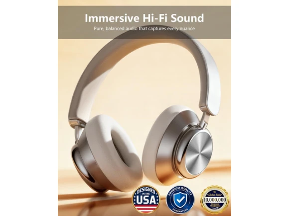 Over-Ear Bluetooth Headphones, Silver — Wireless Earbuds, Generic Logic, Inc.