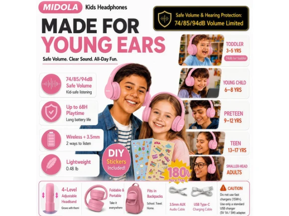 Kids Bluetooth headphones — Wireless Earbuds, Generic Logic, Inc.