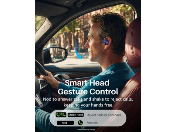 Blue Open-Ear Earbuds with LCD Digital Screen — Wireless Earbuds, Generic Logic, Inc.
