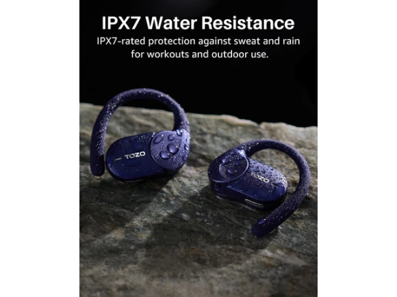 Blue Open-Ear Earbuds with LCD Digital Screen — Wireless Earbuds, Generic Logic, Inc.