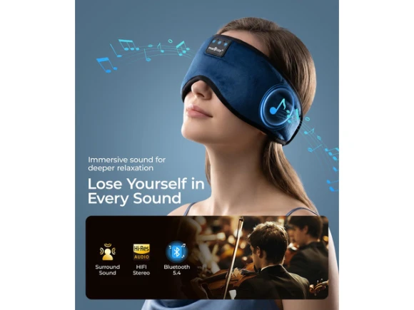 Bluetooth Sleep Headphones in Eye-Mask/Headband Style — Wireless Earbuds, Generic Logic, Inc.