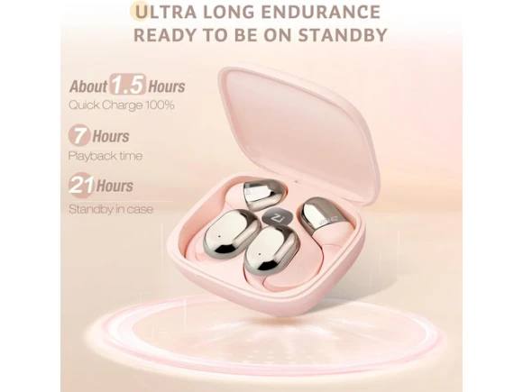 Pink Open-Ear Headphones — Wireless Earbuds, Generic Logic, Inc.