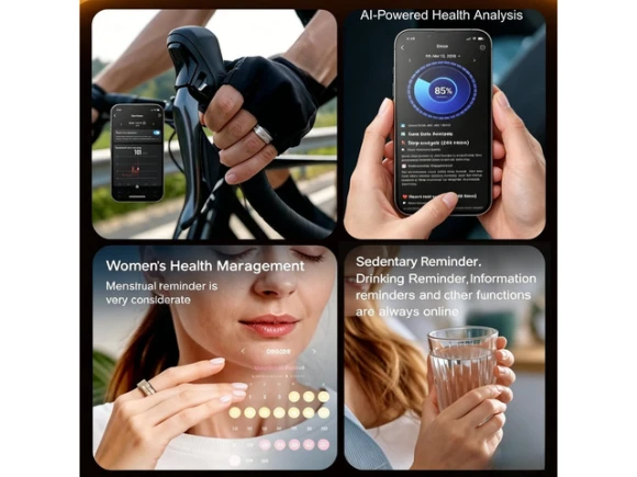 Smart Ring Fitness Tracker, Silver, Size 8# — Smart Ring, Generic Logic, Inc.