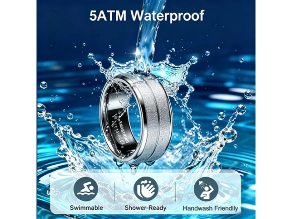 Smart Ring Fitness Tracker, Silver, Size 8# — Smart Ring, Generic Logic, Inc.