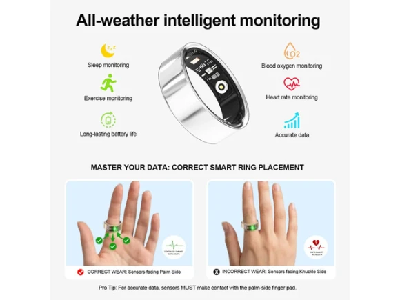 Smart ring, Silver, size 9 — Smart Ring, Generic Logic, Inc.