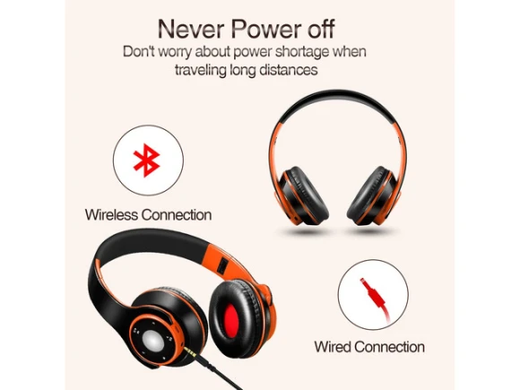 Over-Ear Bluetooth Headphones, Orange — Wireless Earbuds, Generic Logic, Inc.