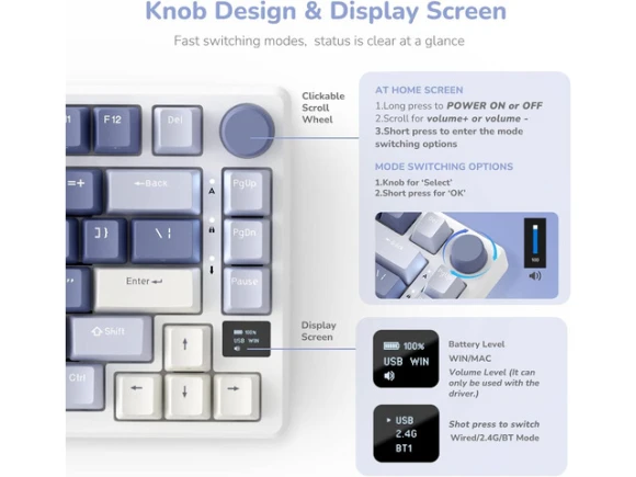 75% Mechanical Keyboard — Bluetooth Keyboard, RK ROYAL KLUDGE