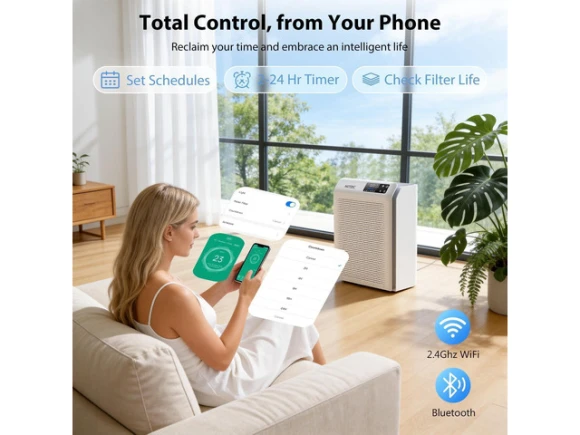 Air Purifier with HEPA Filtration and WiFi App Control — Air Purifier, ANCREU