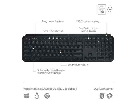 Wireless Keyboard, Black — Bluetooth Keyboard, Logitech