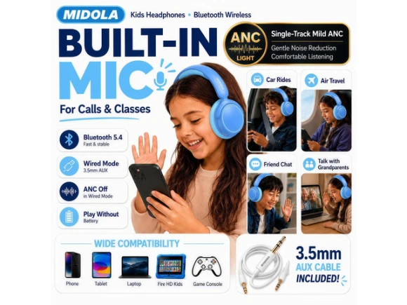 Kids Bluetooth Over-Ear Headphones — Wireless Earbuds, Generic Logic, Inc.