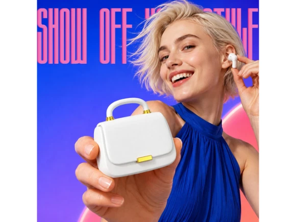 Wireless Earbuds, Pearl White, with Mini Handbag Case and DIY Stickers — Wireless Earbuds, Generic Logic, Inc.