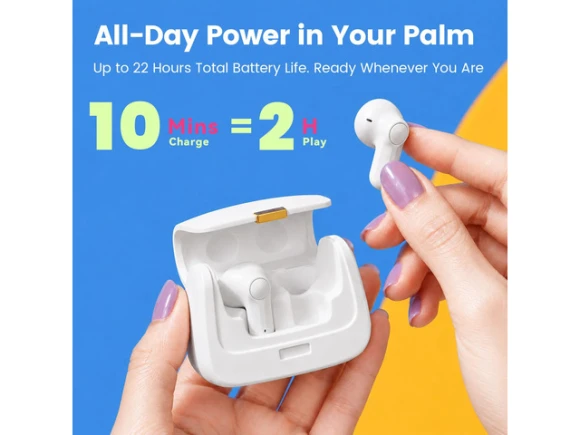 Wireless Earbuds, Pearl White, with Mini Handbag Case and DIY Stickers — Wireless Earbuds, Generic Logic, Inc.