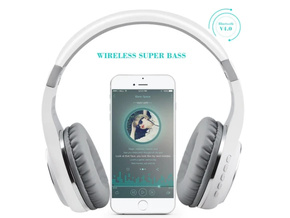 Folding Over-Ear Headphones, Silver White — Wireless Earbuds, Generic Logic, Inc.