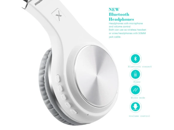 Folding Over-Ear Headphones, Silver White — Wireless Earbuds, Generic Logic, Inc.