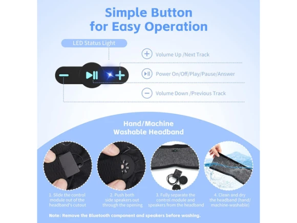Bluetooth Sleep Headphones Headband, Gray & Gray — Wireless Earbuds, Generic Logic, Inc.