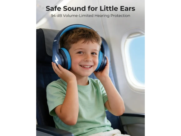 Dark Blue Kids Bluetooth Headphones — Wireless Earbuds, Generic Logic, Inc.