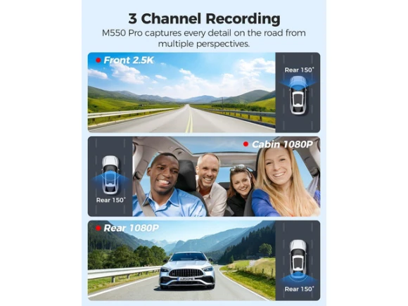 3-Channel 4K Dash Cam — Dash Cam, AZDOME
