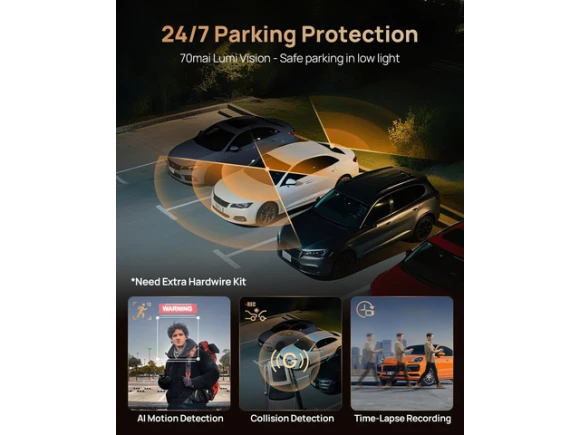 3-Channel Dash Camera with 512GB Card — Dash Cam, 70mai