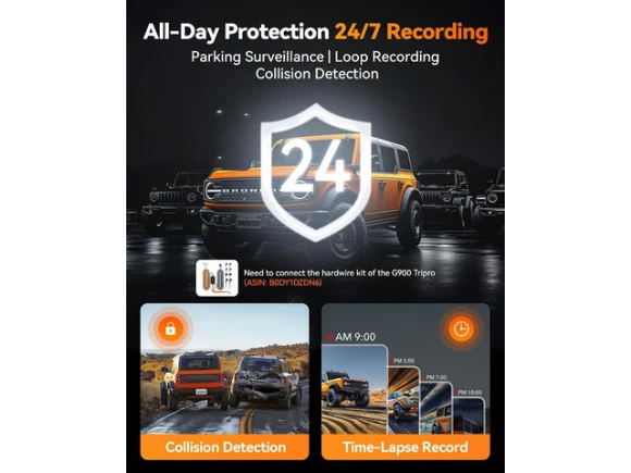 3-Channel Mirror Dash Cam, Bumper Version, Includes 256GB Card and GPS — Dash Cam, WOLFBOX