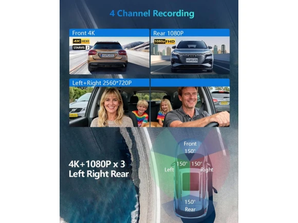 4-Channel Dash Camera with Free 64G Card — Dash Cam, ilepo