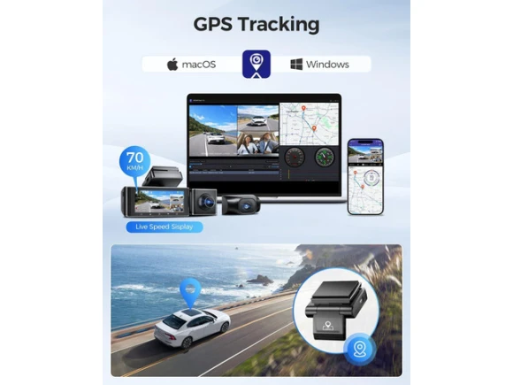 4K 3-Channel Dash Camera with 3.19-inch Screen — Dash Cam, AZDOME