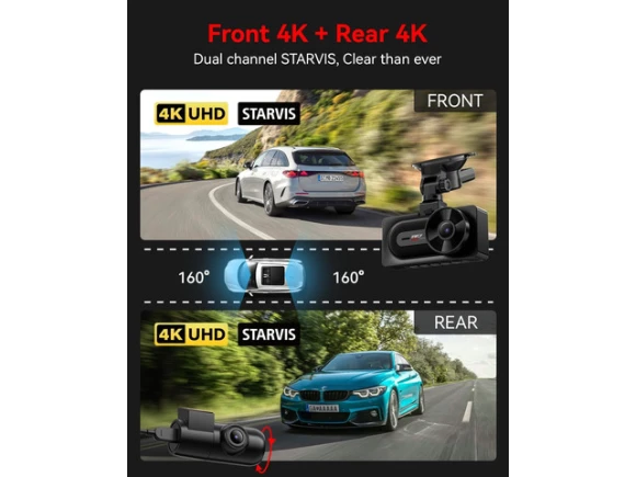4K+4K Front and Rear Dash Camera — Dash Cam, IIWEY