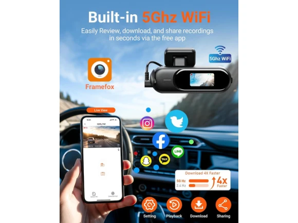 4K Dash Camera with Built-in 5G WiFi and 64GB Card — Dash Cam, ilepo