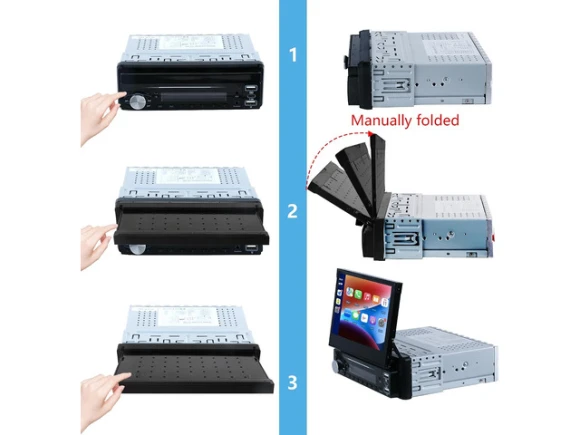 7-Inch Flip-Out Touchscreen Single DIN Car Stereo — Car Infotainment System, ilepo