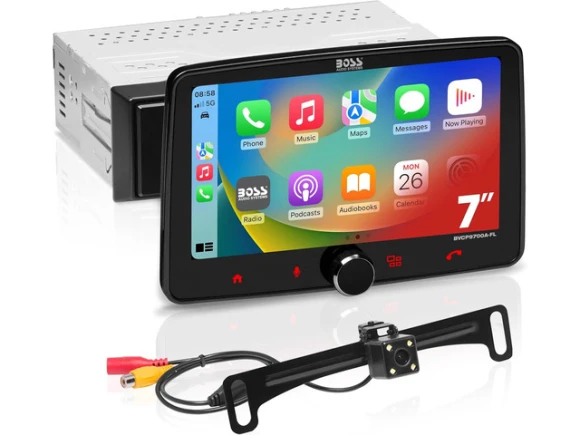 7-Inch Single DIN Car Stereo System with Apple CarPlay and Android Auto — Car Infotainment System, BOSS AUDIO SYSTEMS