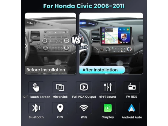 Car Stereo Radio for Honda Civic 2006–2011 — Car Infotainment System, Podofo