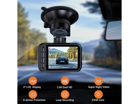 Dual Front-and-Rear Dash Camera with 32GB Card — Dash Cam, ilepo