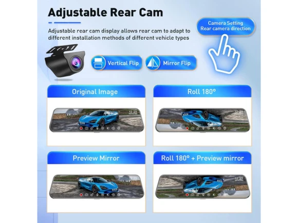 Dual Mirror Dash Camera, 4K Front and 2.5K Rear — Dash Cam, ilepo