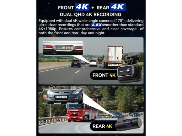 Front and Rear 4K+4K Dash Cam — Dash Cam, IIWEY