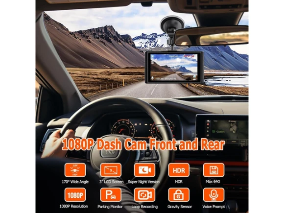Front and Rear Dash Camera with 32GB SD Card — Dash Cam, ilepo