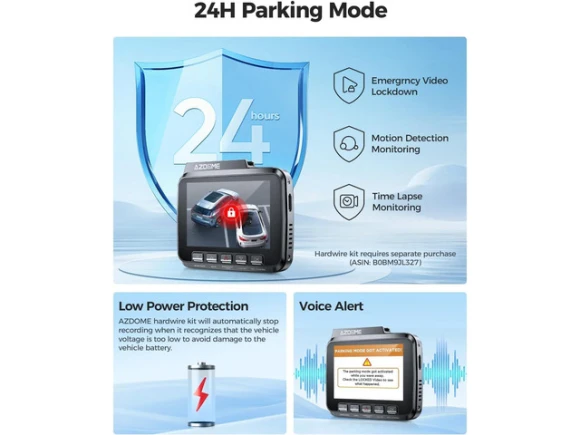 Front and Rear Dual Dash Camera, 4K+1080P — Dash Cam, AZDOME