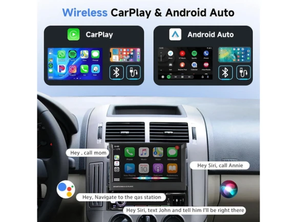 Single-DIN Car Stereo Receiver with 7-Inch Flip-Out Touchscreen — Car Infotainment System, Podofo