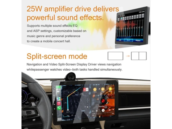 Single-DIN Car Stereo with 10.1-Inch Rotatable Screen — Car Infotainment System, ilepo