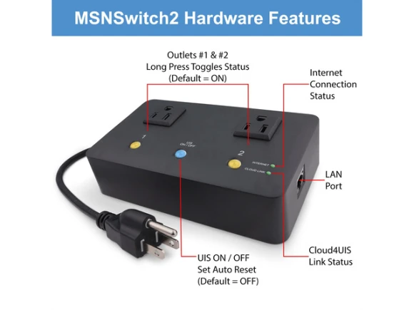 Internet-enabled IP remote power switch with 2 outlets — Smart Plug, Generic Logic, Inc.