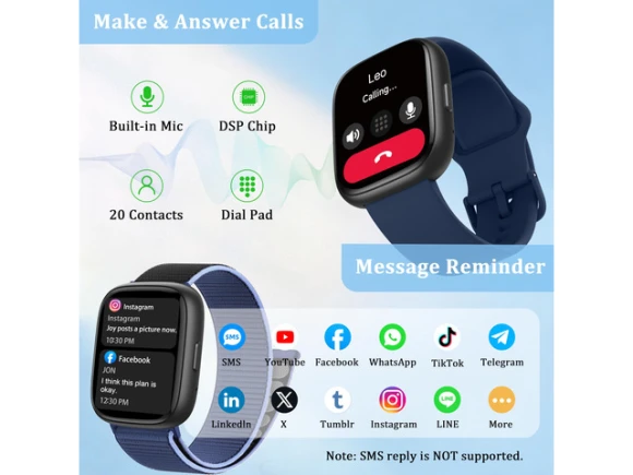 44 mm Smartwatch with 2 Bands — Smart Watch, Generic Logic, Inc.