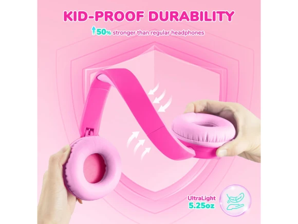 Kids Bluetooth Headphones, Bright Pink — Wireless Earbuds, Generic Logic, Inc.