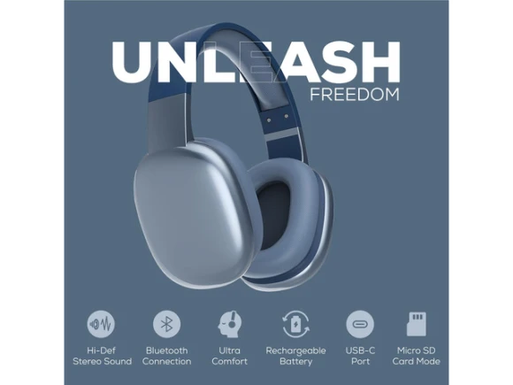 Blue Over-Ear Headphones — Wireless Earbuds, Generic Logic, Inc.