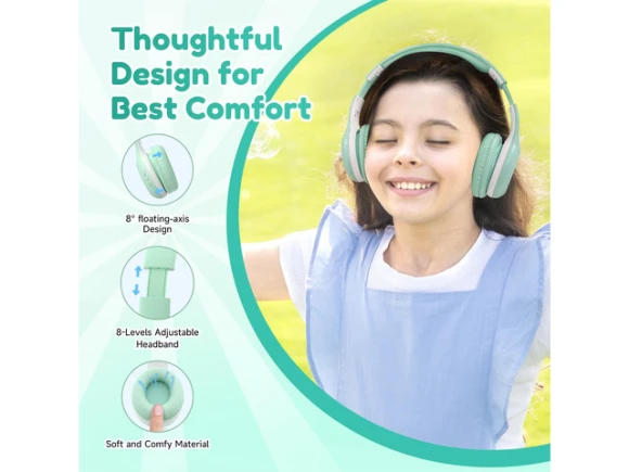 Green Foldable Over-Ear Bluetooth Headphones — Wireless Earbuds, Generic Logic, Inc.