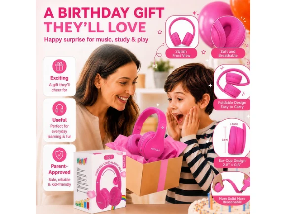 Kids Bluetooth Headphones, H-Pink — Wireless Earbuds, Generic Logic, Inc.