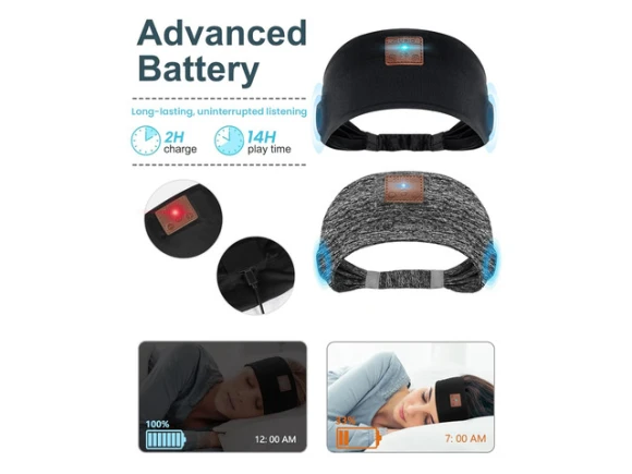 Sleeping Headband Headphones, 2-Pack, Black & Grey — Wireless Earbuds, Generic Logic, Inc.