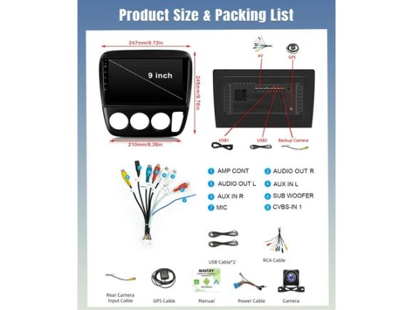 9-Inch Car Stereo Radio for Honda CRV — Car Infotainment System, Naifay