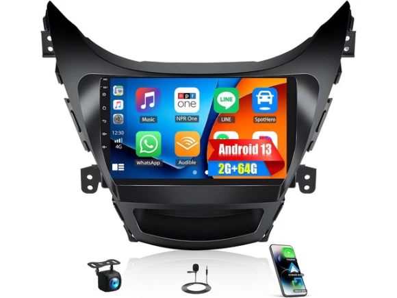 Android Car Radio for Hyundai Elantra (2011, 2012, 2013), 9-inch HD 1080P Touchscreen, 2G+64G — Car Infotainment System, SIXWIN