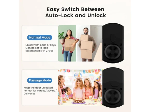 Matte Black Keypad Door Knob Lock — Smart Lock, STARWELL