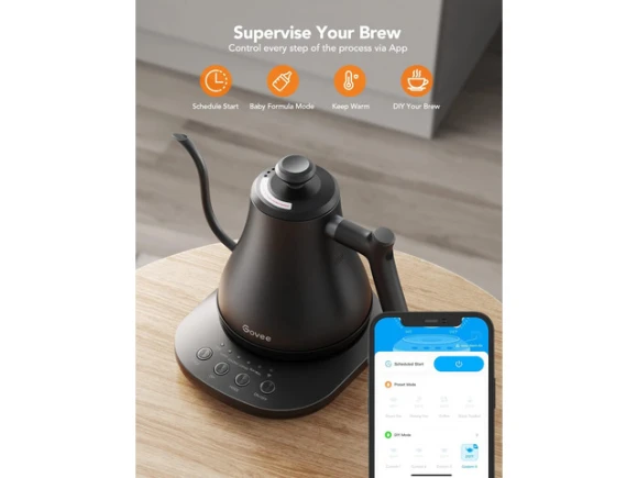 Smart Electric Kettle, Matte Black, 0.8L — Electric Kettle, Govee