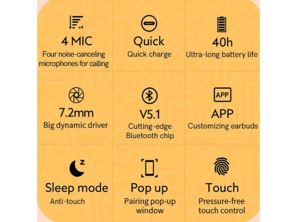 Bluetooth Headset — Wireless Earbuds, QCY