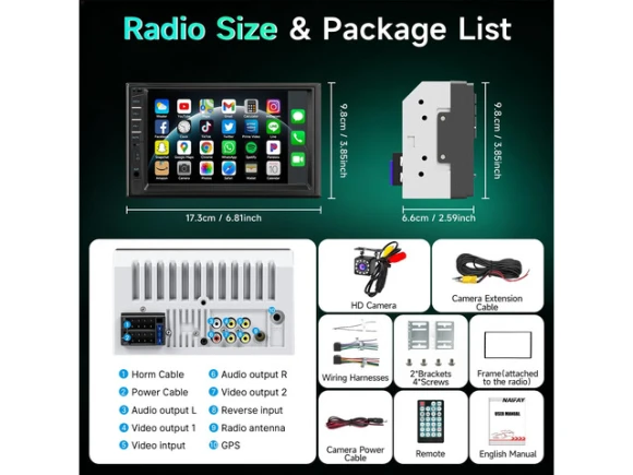 Double DIN Car Stereo Radio with 7-Inch Touchscreen — Car Infotainment System, Naifay